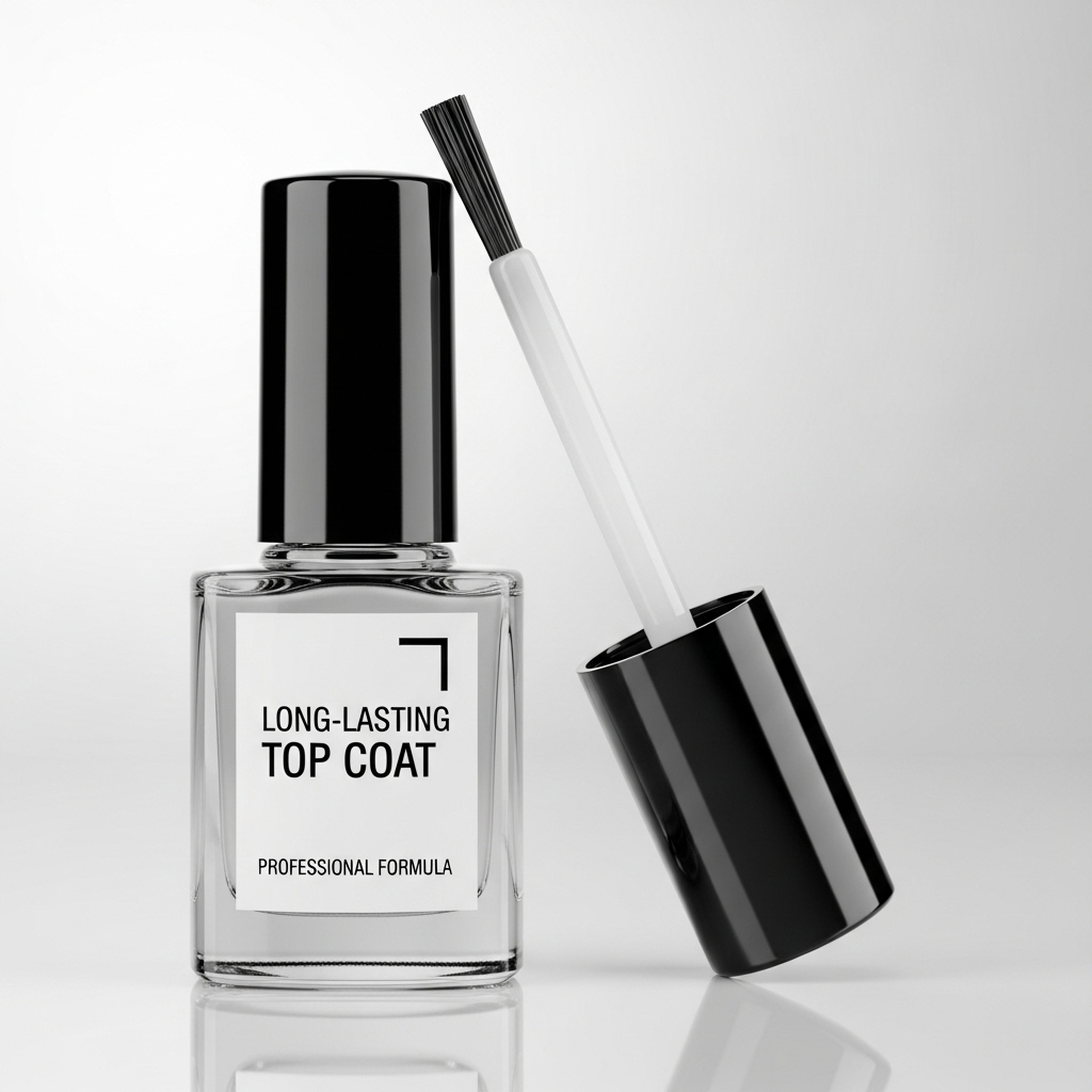 Long-Lasting Top Coat Constructaendors Long-Lasting Top Coat in a sleek bottle with professional brush applicator
