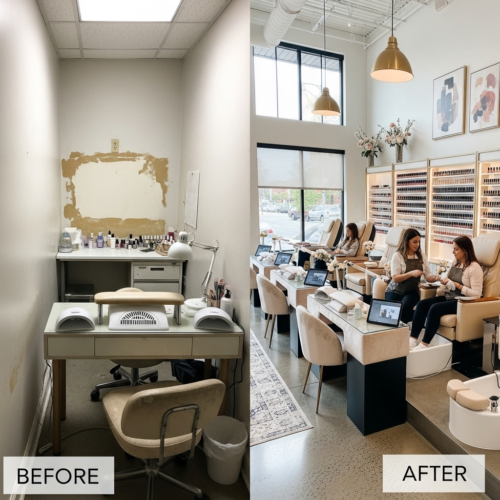 Our Journey The evolution of Constructaendors Nail Salon from a small studio to a premium salon space